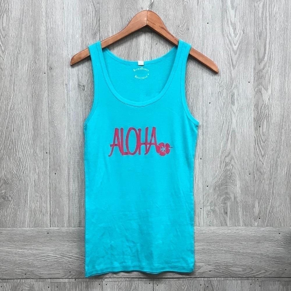 Aloha Hibiscus Mint Handmade Tank Top BB752